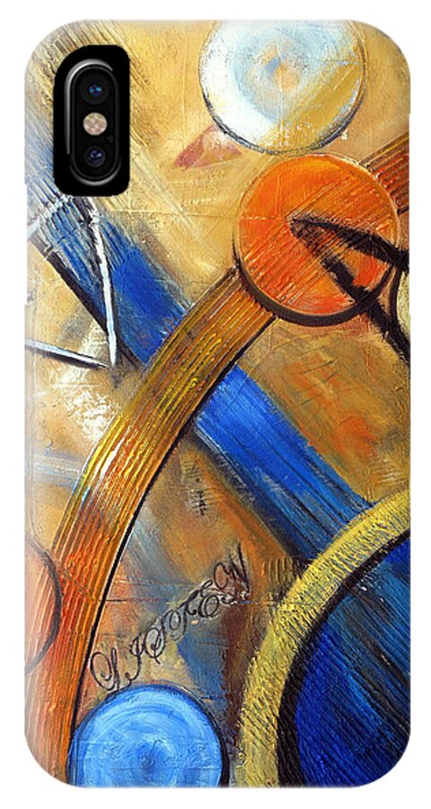 Musical Features iPhone X Case featuring the painting Listen to the Music by Roberta Rotunda