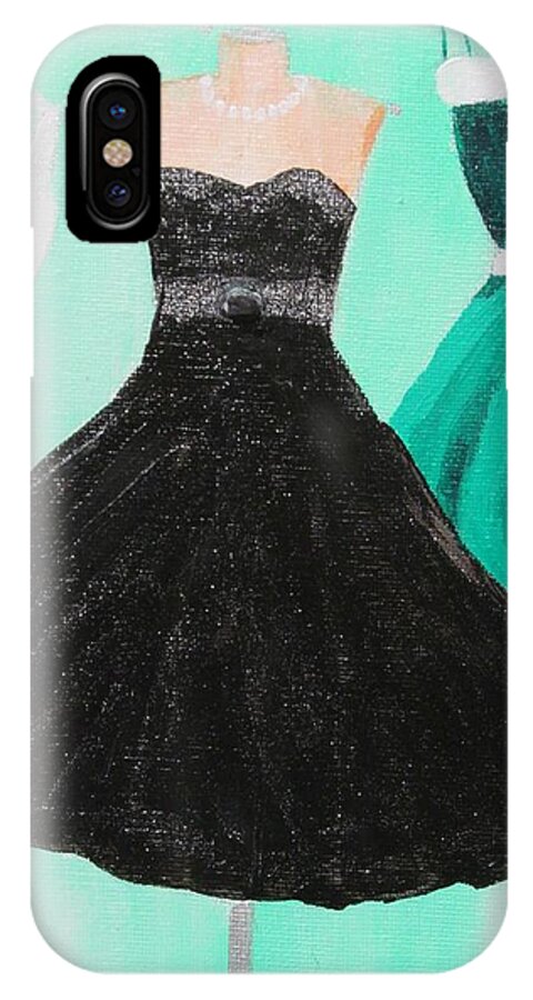 Black Dress iPhone X Case featuring the painting Little Black Dress by Susan Voidets