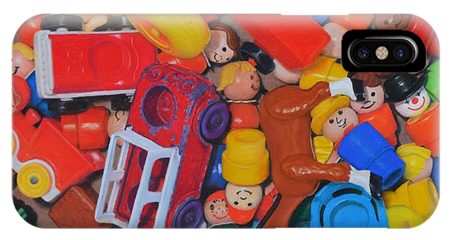Toy iPhone X Case featuring the painting Little Peoples by Joanne Grant