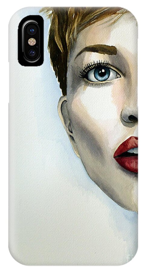 Woman With Surprised Shocked Expression iPhone X Case featuring the painting Living on the Edge by Michal Madison