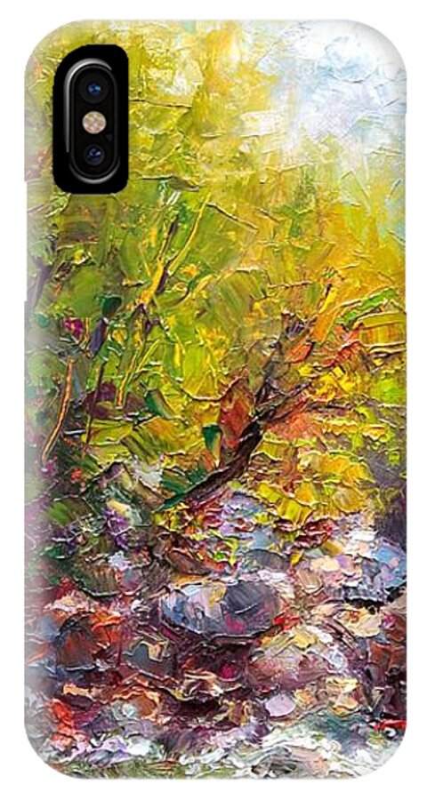Impressionism iPhone X Case featuring the painting Living Water - bridge over Little Su River by Talya Johnson