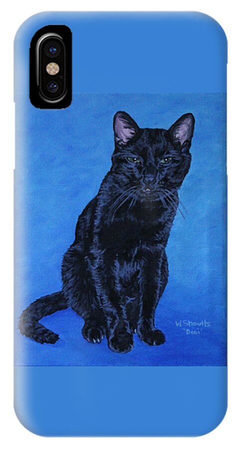 Cat iPhone X Case featuring the painting Loki by Wendy Shoults