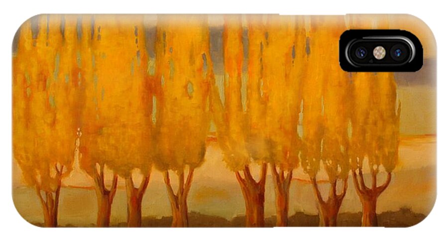 Trees iPhone X Case featuring the painting Lombardy Poplars by Sue Darius
