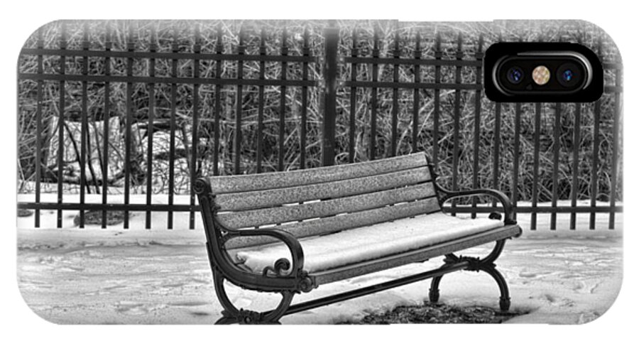 Bench iPhone X Case featuring the photograph Lonely Bench in Winter by Beth Venner