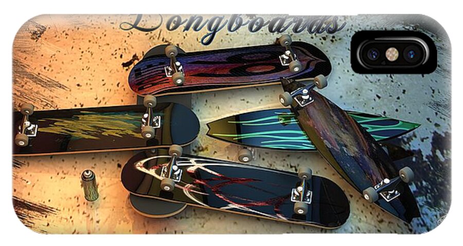 Longboard iPhone X Case featuring the digital art Longboards by Louis Ferreira