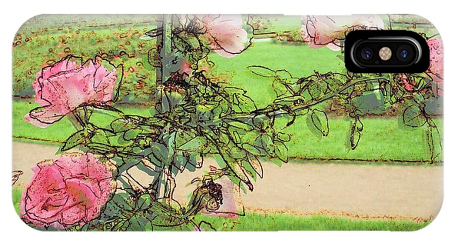 Loose Park Kcmo iPhone X Case featuring the digital art Looking Through the Rose Vine by Stephanie Hollingsworth