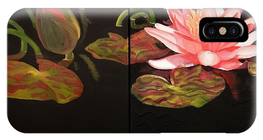 Lotus iPhone X Case featuring the painting Lotus Bud to Bloom by Janet McDonald