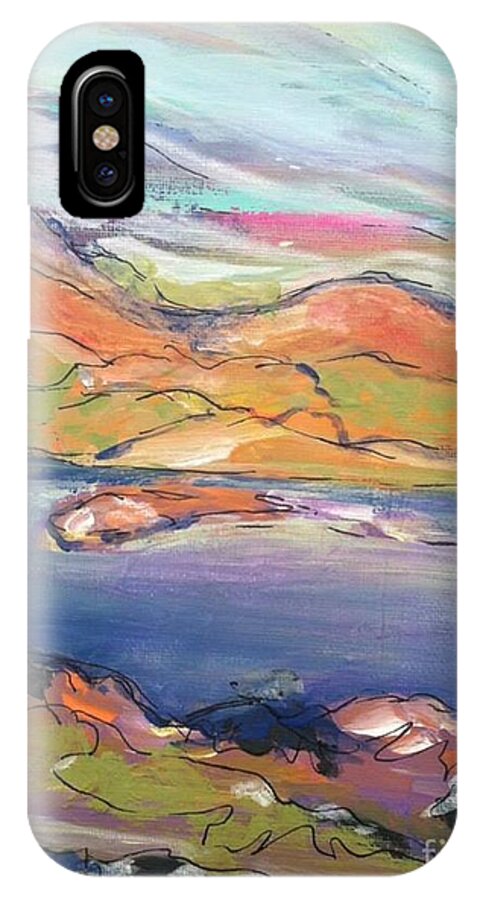 Loughrigg Fell iPhone X Case featuring the painting Loughrigg Fell Lake District by Jacqui Hawk