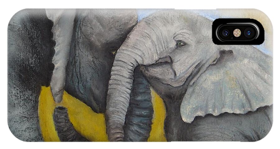 Elephant Paintings iPhone X Case featuring the painting Loving by Annamarie Sidella-Felts