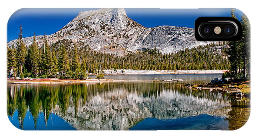 Backcounty Blue eastern Sierra Lake Mountains Reflection sierra Nevada Sky Water Yosemite national Park California Scenic Landscape Nature Trees Rock Granite iPhone X Case featuring the photograph Lower Cathedral Lake by Cat Connor