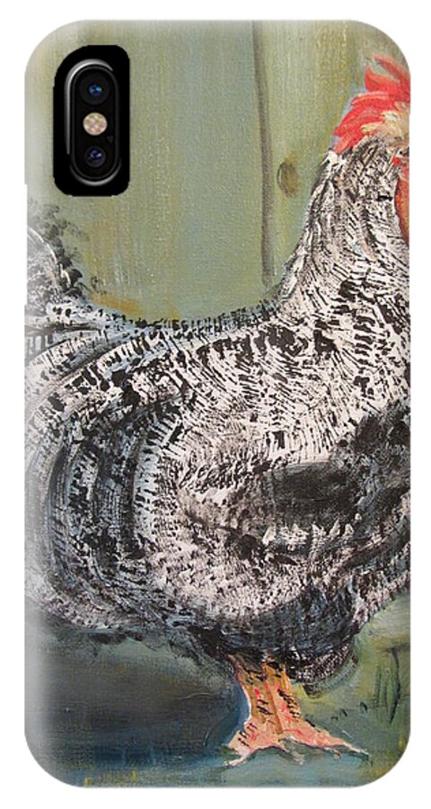 Chicken iPhone X Case featuring the painting Lucky by Dody Rogers