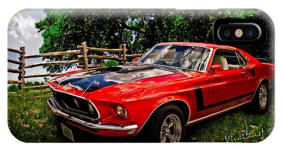 The Boss iPhone X Case featuring the photograph 1969 Ford Mach 1 Mustang by Chas Sinklier