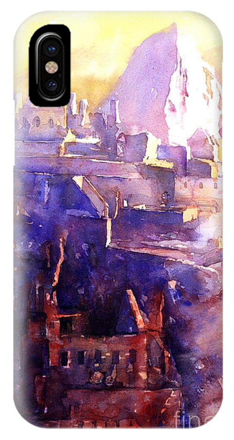 Watercolor iPhone X Case featuring the painting Machu Pichu- Peru by Ryan Fox