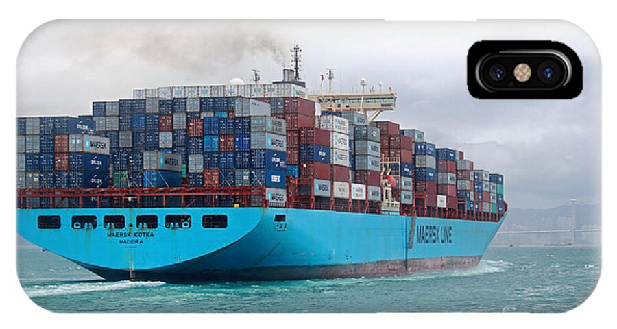 Container Ship iPhone X Case featuring the photograph Maersk Kotka in Hong Kong by Charline Xia