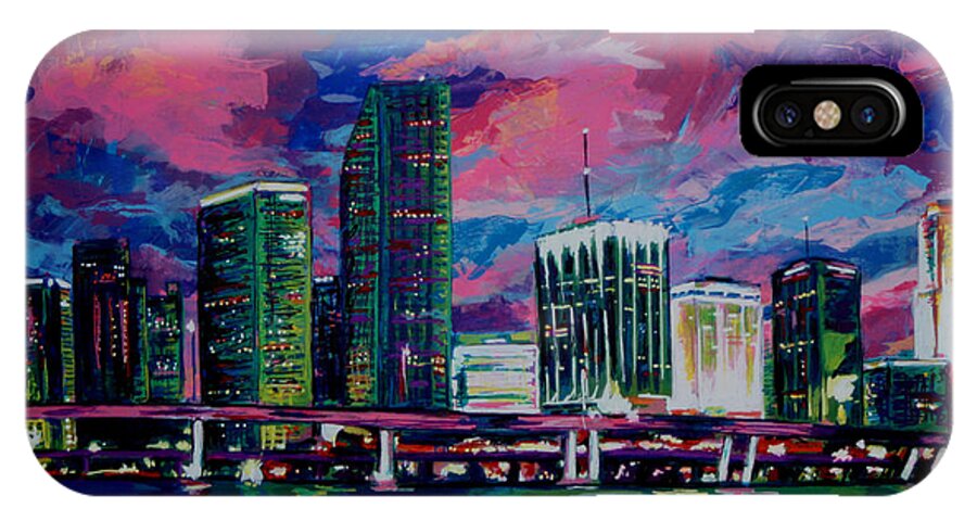 Miami iPhone X Case featuring the painting Magic City by Maria Arango