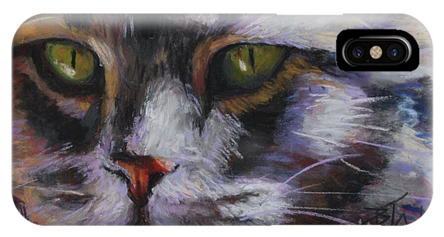 Cats iPhone X Case featuring the pastel Main Coon by Billie Colson