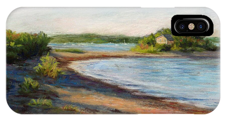 Maine Beach Scene Art iPhone X Case featuring the painting Maine Quiet Bay by Vikki Bouffard