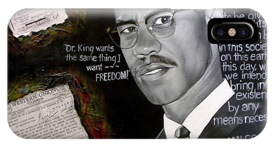 Man iPhone X Case featuring the painting Malcom X by Michelle Brantley