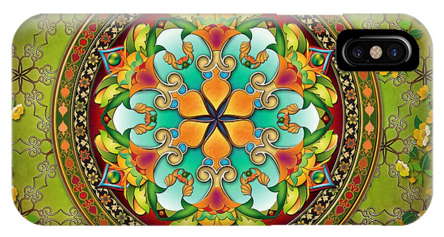 Mandala iPhone X Case featuring the painting Mandala Evergreen sp by Peter Awax