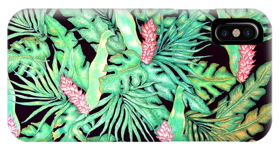 Botanical - Manoa Valley Is A Neighborhood In Honolulu. It's The Rainforest Cool Part Of Town Far From The Beach iPhone X Case featuring the painting Manoa by Thomas Gronowski