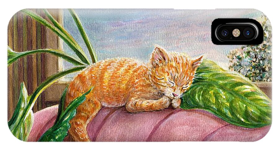 Kitten iPhone X Case featuring the painting Marmalade by Dee Davis