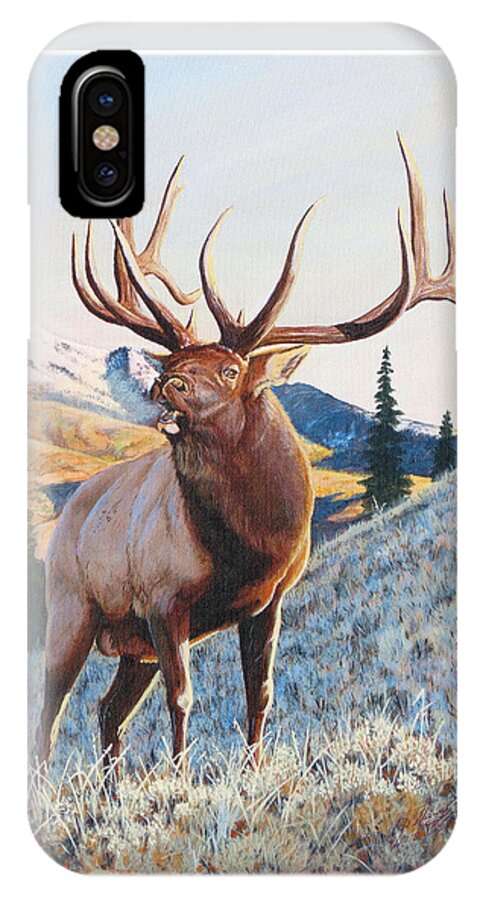 Bugling Bull Elk iPhone X Case featuring the painting Mary's River Morning by Darcy Tate