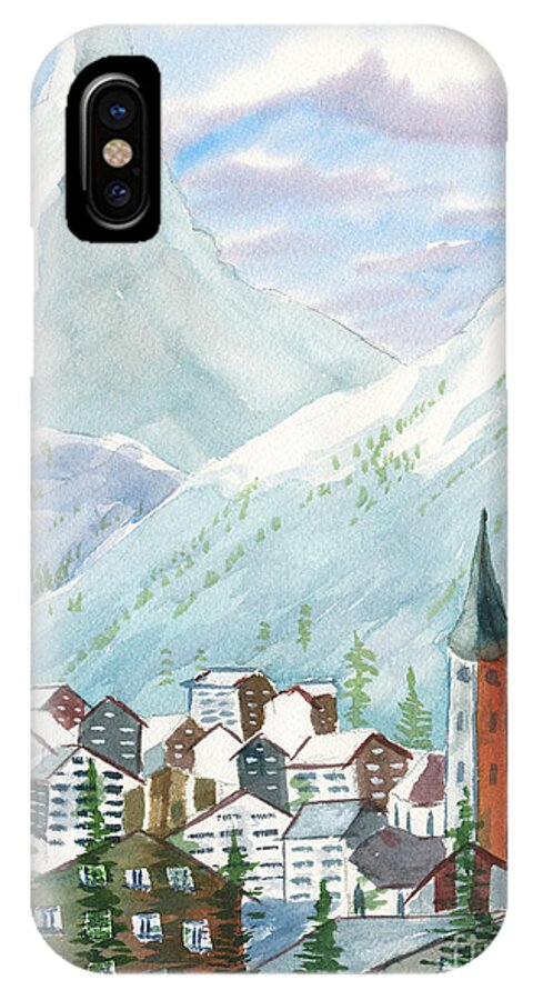 Matterhorn iPhone X Case featuring the painting Matterhorn by Walt Brodis