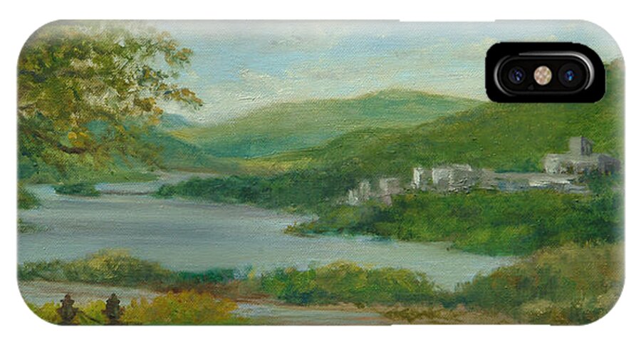 Landscape iPhone X Case featuring the painting May Morning Boscobel by Phyllis Tarlow