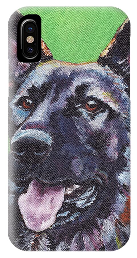 German Shepherd iPhone X Case featuring the painting Maya by Greg and Linda Halom
