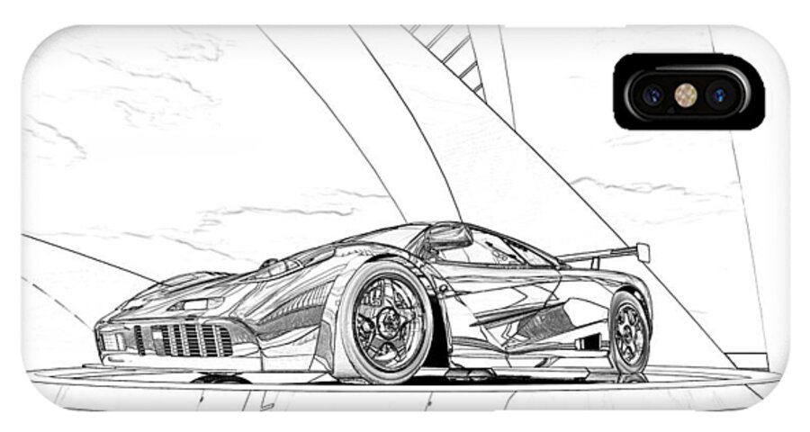 Mclaren F1 Sketch iPhone X Case featuring the digital art Mclaren F1 Sketch by Louis Ferreira