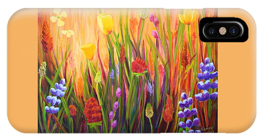 Flower iPhone X Case featuring the painting Meadow Gold by Nancy Jolley