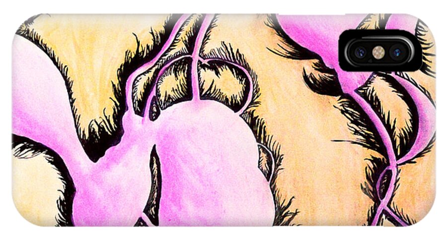 #parichumroo #fineart #immortal #native #art #pastel#ink #bee #abstract #pink #hotpink #yellow #black #angelahume#americanartist#nativeamericanartist #internationalartist#worldrenowedartist iPhone X Case featuring the painting Medicine Man by Ayasha Loya
