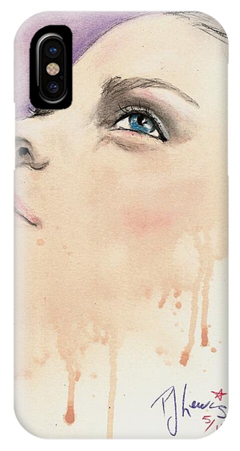 Beautiful Woman iPhone X Case featuring the drawing Melting Youthful Beauty by PJ Lewis