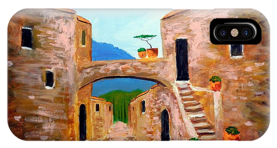 Memories Of Montalcino iPhone X Case featuring the painting memories of Montalcino by Larry Cirigliano