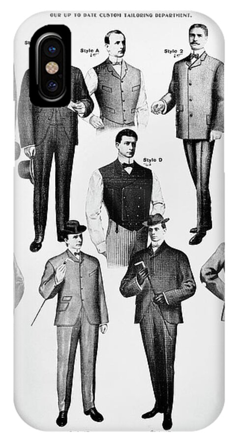 1902 iPhone X Case featuring the drawing Men's Fashion, 1902 by Granger
