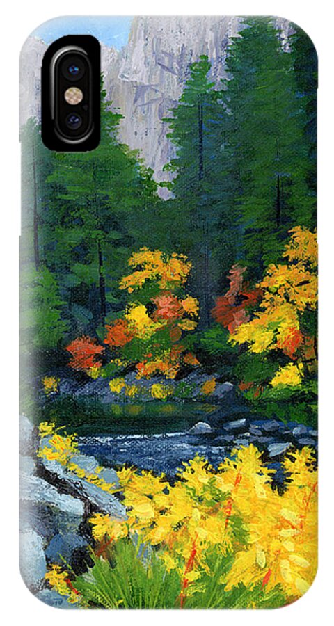 Yosemite iPhone X Case featuring the painting Merced River in Autumn by Alice Leggett