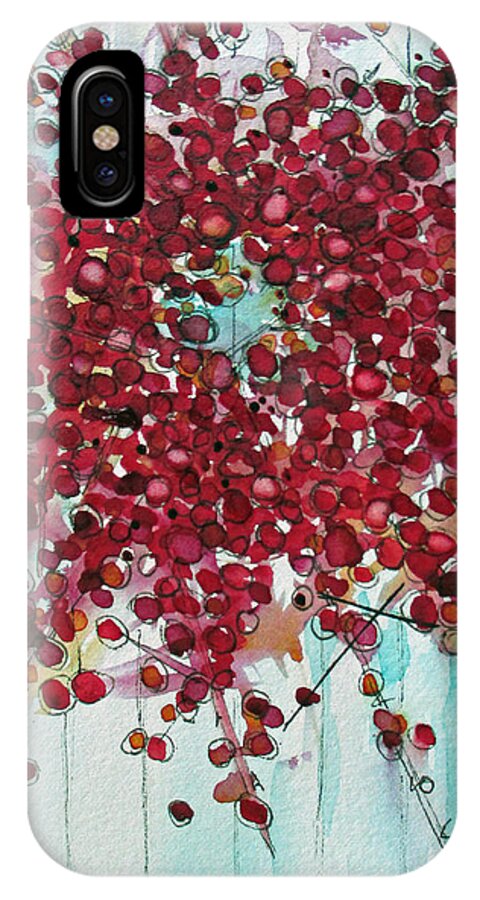 Winterberry Wreath iPhone X Case featuring the painting Merry and Bright by Dawn Derman