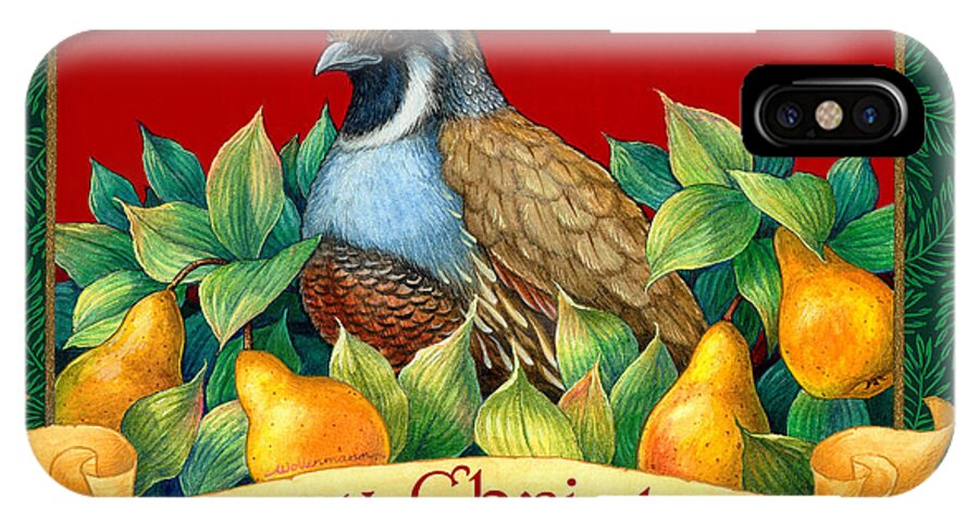 Partridge iPhone X Case featuring the painting Merry Christmas Partridge by Randy Wollenmann