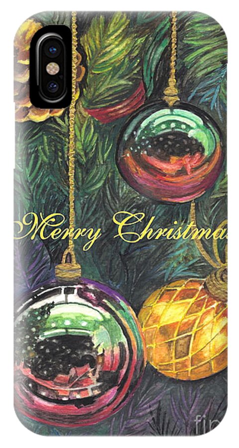 Christmas Tree iPhone X Case featuring the painting Merry Christmas Wishes by Carol Wisniewski