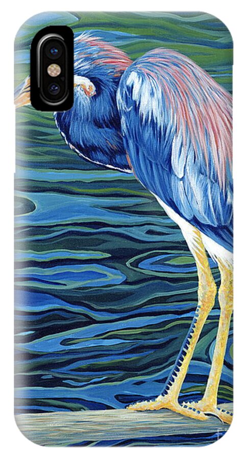 Heron iPhone X Case featuring the painting Mesmerized by Danielle Perry
