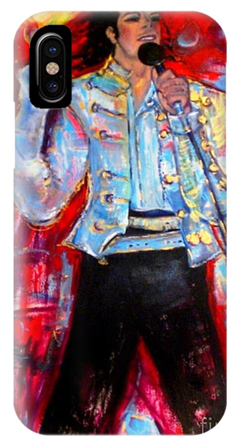 Michael Jackson iPhone X Case featuring the painting Michael Jackson I'll Be There by Helena Bebirian