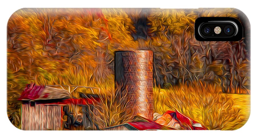 Rural Setting iPhone X Case featuring the digital art Middleburg Silo and Outbuildings by Joe Paradis