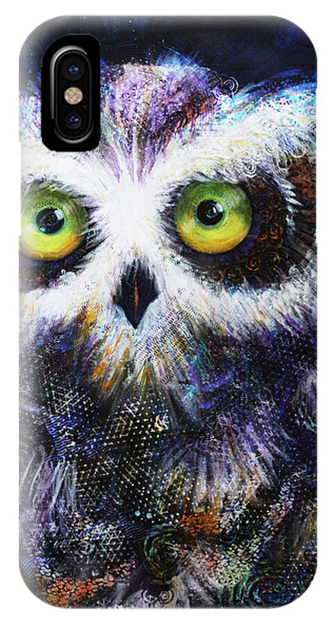 Moon iPhone X Case featuring the painting Midnight Hoot by Laurel Bahe