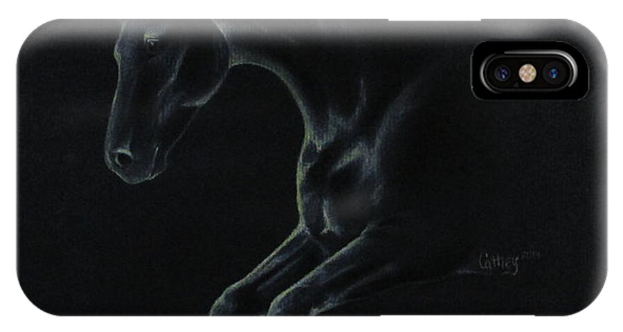 Horse iPhone X Case featuring the drawing Midnight Run by Catherine Howley