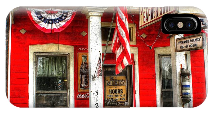 Barber Shop iPhone X Case featuring the photograph Mike's Barber Shop by Randy Pollard
