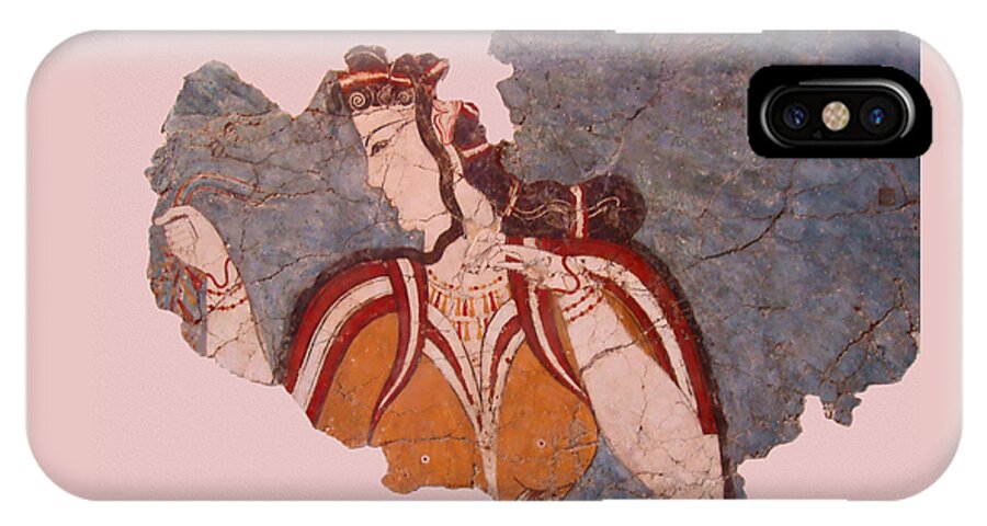Minoan Wall Painting iPhone X Case featuring the photograph Minoan Wall Painting by Ellen Henneke