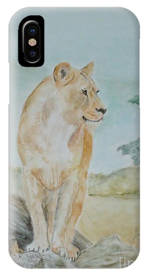 Watercolor iPhone X Case featuring the painting Mistress of All She Surveys by Katie Spicuzza