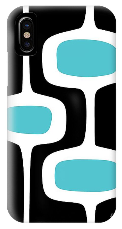 Black iPhone X Case featuring the digital art Mod Pod 2 White on Black by Donna Mibus
