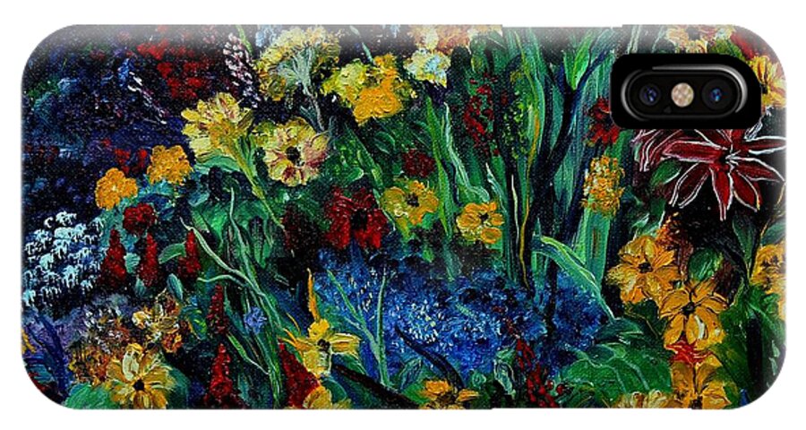 Flowers iPhone X Case featuring the painting Moms Garden II by Julie Brugh Riffey