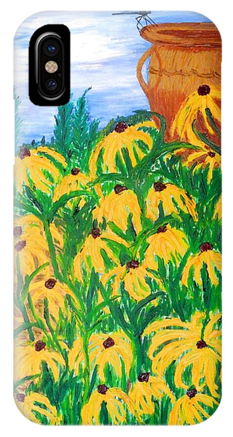 Flower iPhone X Case featuring the painting Moms Garden by Randolph Gatling